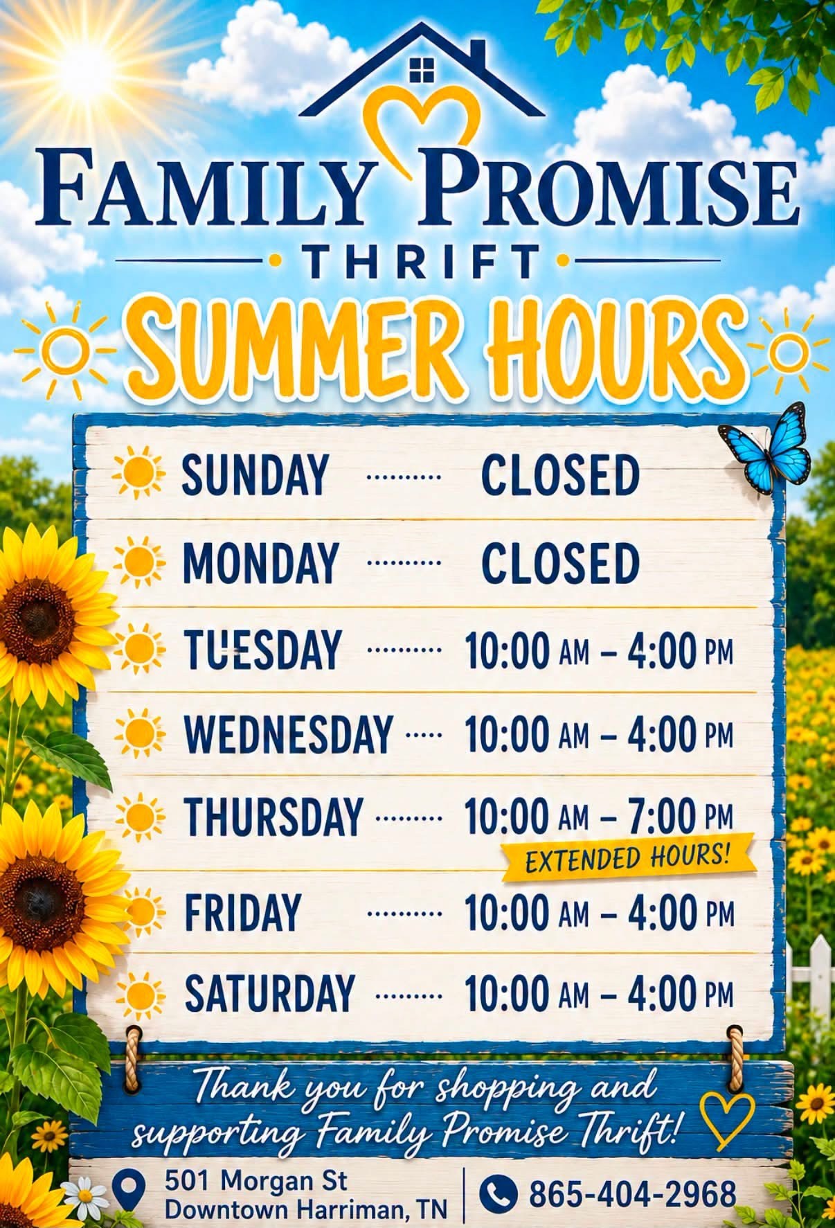 thrift shop hours